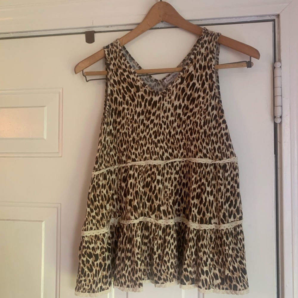 love, Fire Animal Print Tiered Tank Top